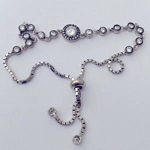 925 silver bracelet solitaire cz stones slider